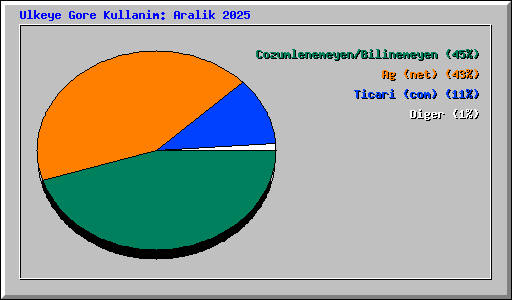 Ulkeye Gore Kullanim: Aralik 2025